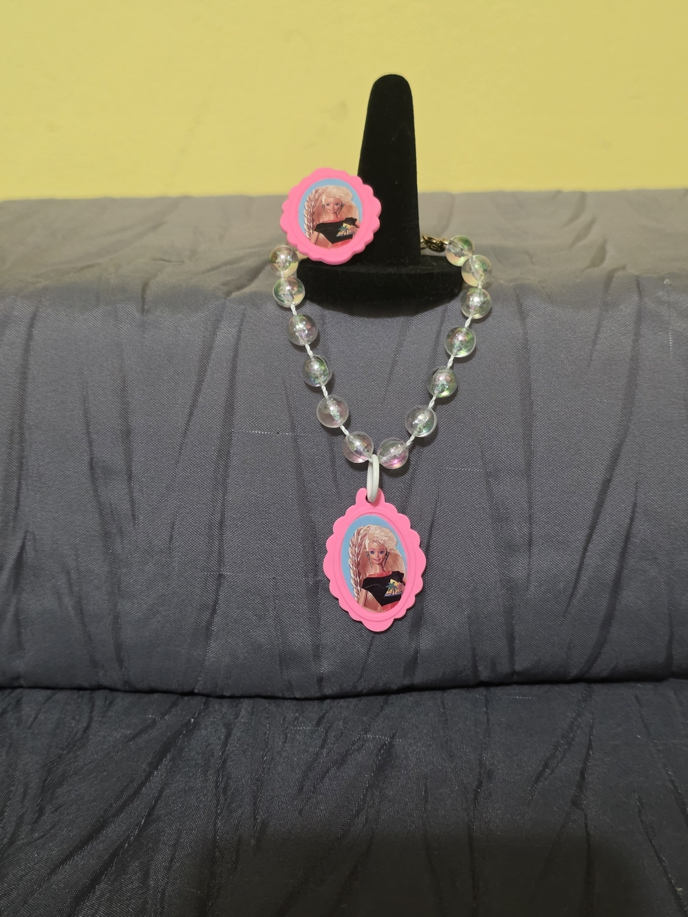Mattel Pink Barbie Charm Beaded Bracelet and Charms. (McDonalds)
